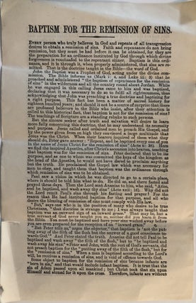Item #1579 Baptism for the Remission of Sins. Charles Henry Bliss