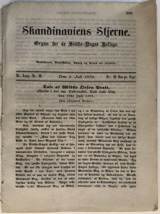 Item #1582 Skandinaviens Stjerne. Organ for de Sidste-Dages Hellige. 25 Aarg. Nr. 19, Den 1 Juli...
