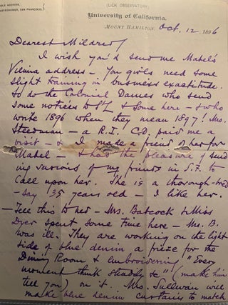 [UC Berkeley][Lick Observatory] Massive Archive of the Family of Edward Singleton Holden Including Letters, Photographs, Family Memoir and Printed Material, 1880&rsquo;s-1960&rsquo;s