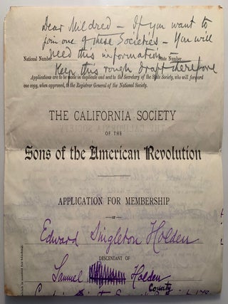 [UC Berkeley][Lick Observatory] Massive Archive of the Family of Edward Singleton Holden Including Letters, Photographs, Family Memoir and Printed Material, 1880&rsquo;s-1960&rsquo;s