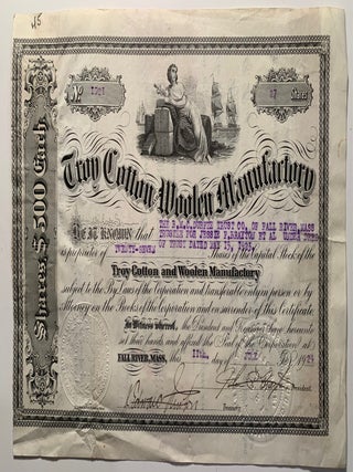 [Cotton][Manufacturing] Two Massive Bound Ledgers for Troy Cotton & Woolen Manufactory, Fall River, Massachusetts 1885-1887, 1892-1897