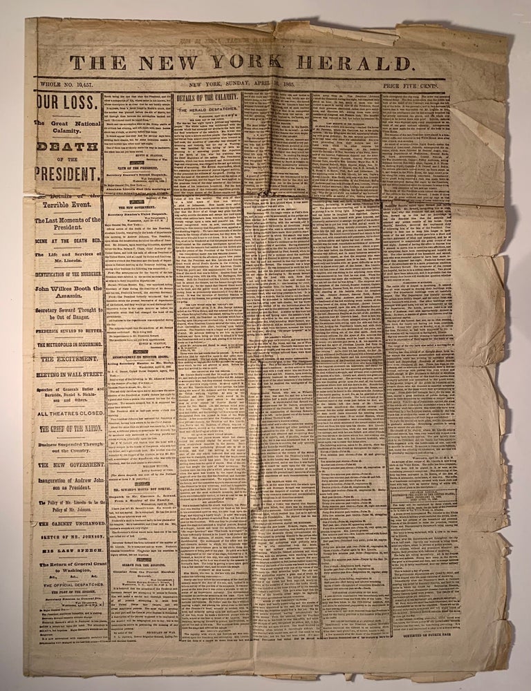 Item #1641 [Lincoln Assassination] New York Herald Newspaper Sunday April 16, 1865