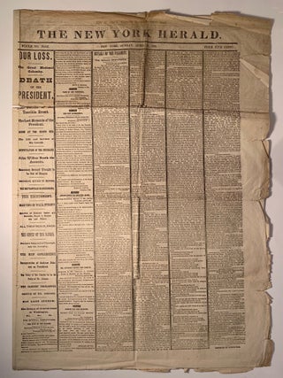 Lincoln Assassination] New York Herald Newspaper Sunday April 16, 1865