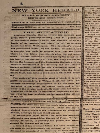 [Lincoln Assassination] New York Herald Newspaper Sunday April 16, 1865