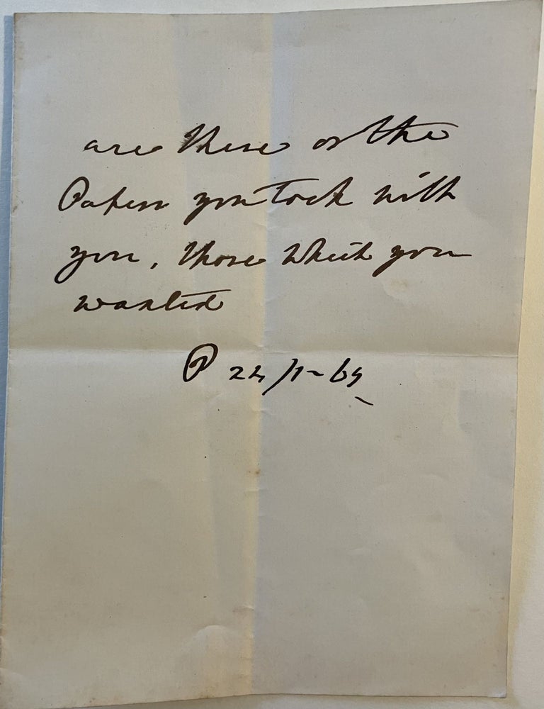 Autograph Note Written by 3rd Viscount Palmerston | Henry John Temple