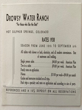 Drowsy Water Ranch--Hot Sulphur Springs, Colorado Promotional Pamphlet