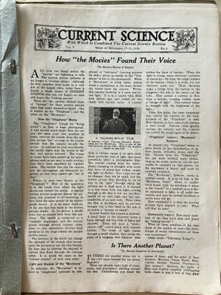 Current Science for the Increase and Diffusion of Scientific Knowledge: Volume V, Numbers 1-12, 14-17 , September 1928 to January 1929