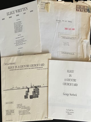 Item #1767 Elegy in a Country Church Yard. George Starbuck