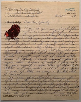 Inmate Ray Stephen White to Rev. Newton Nesmith 1947-1949--Malaria Guinea Pig24 Letters from Illinois State Prison (Joliet, Illinois)