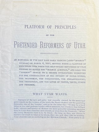 Item #1846 Platform of Principles of the Pretended Reformers of Utah