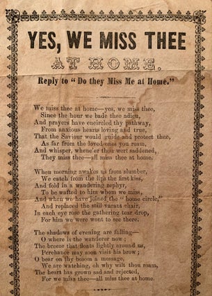 Yes, We Miss Thee At Home. Reply to "Do they Miss Me at Home." Songsheet