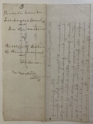 [Los Angeles] Probate Court Documents of Joshua Bean, brother of Judge Roy Bean, Signed by Agustin Olvera