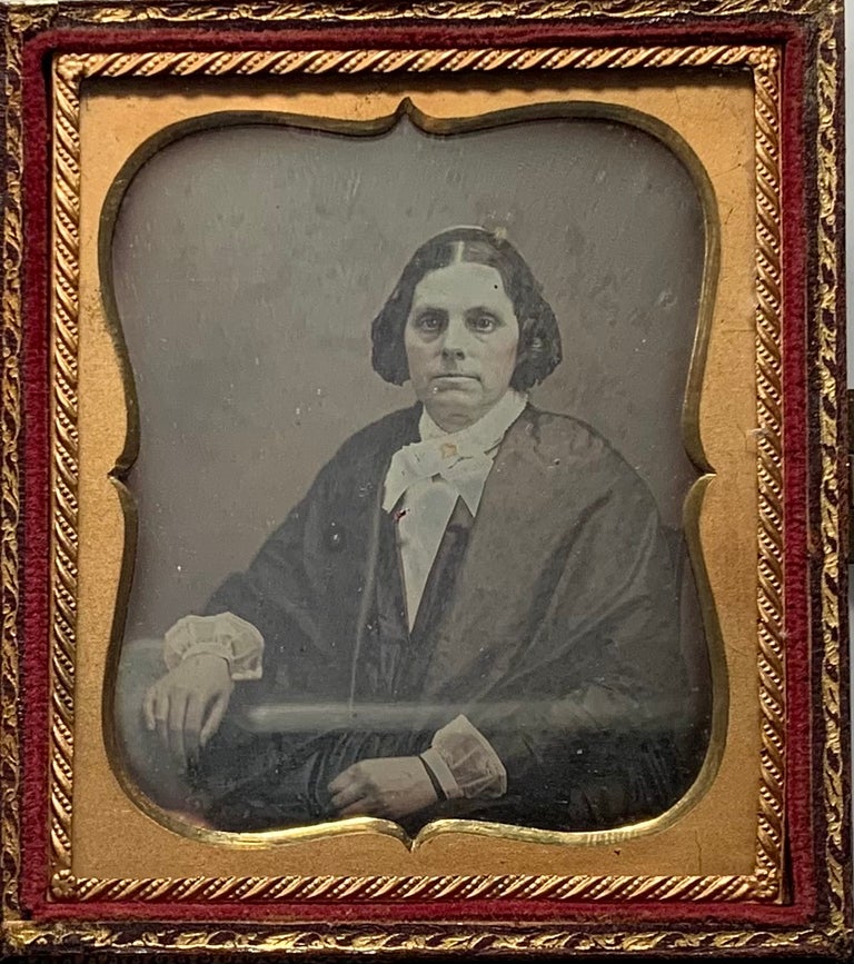 Item #193 Double-Portrait Daguerreotype Leather Case with Woman and Man Daguerreotypes