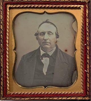 Double-Portrait Daguerreotype Leather Case with Woman and Man Daguerreotypes