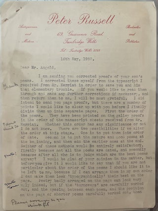 Archive of Poet John Penrose Angold with "Collected Poems" Published in 1952
