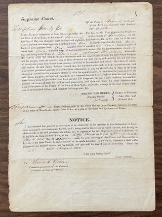 Item #1953 Legal Document Signed by Martin Van Buren, Attorney General of the State of New...