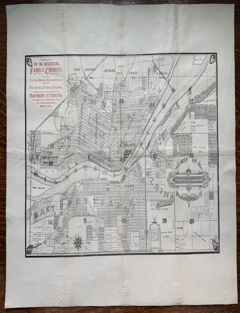 Item #1999 City Map of Portland Showing Portland, East Portland, and Albina with City Boundaries, Wharves, Fire Limits, Railroads, Street Railways, and Vacated Streets. W. B Marye.