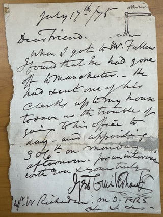 Item #2078 Eight Ephemeral George Cruikshank Items including 2 ALS's in his hand, 1 ALS to...