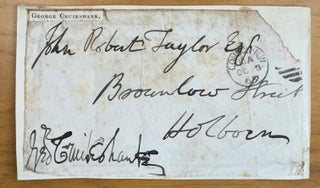 Eight Ephemeral George Cruikshank Items including 2 ALS's in his hand, 1 ALS to Cruikshank, 3 Envelopes, a Business Card and Memorandum, 1860's & 70's