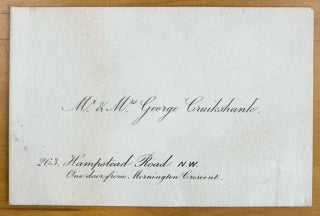 Eight Ephemeral George Cruikshank Items including 2 ALS's in his hand, 1 ALS to Cruikshank, 3 Envelopes, a Business Card and Memorandum, 1860's & 70's