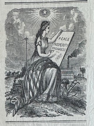 1882 Republican Ballot New Hampshire Election with Lady Liberty Woodcut