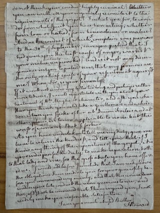 ALS from Clergyman Simeon Howard as Rebuttal to an Un-named Foe, Boston, October 27, 1771