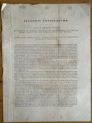 Item #2148 Illinois Legislature--Joint Resolution in Relation to Enlarged Facilities of Transport...