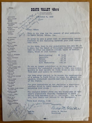 Small Archive of Death Valley '49ers Material Including Minutes and Correspondence plus Ephemera