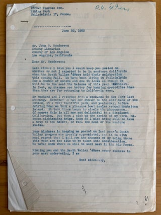 Small Archive of Death Valley '49ers Material Including Minutes and Correspondence plus Ephemera
