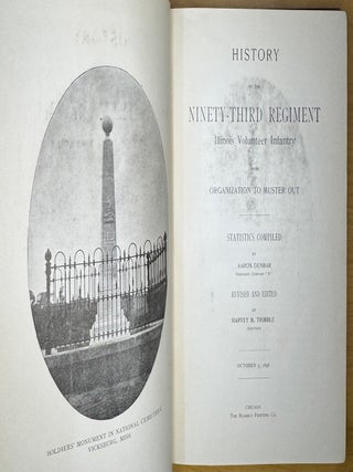 History of the Ninety-third Regiment Illinois Volunteer Infantry from Organization to Muster Out