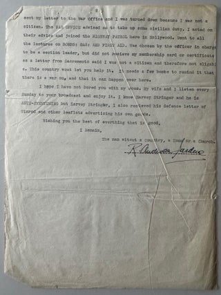 [British Royalty][Walter Winchell] TLS from Officiant of the Wedding for Duke of Windsor and Wallis Simpson plus Ephemera