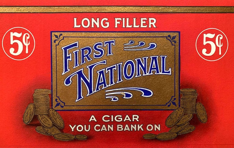 Item #233 First National Cigar Label Original Artwork 1924--Heekin Can Company