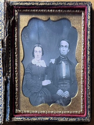 Sixth Plate Daguerreotype with Papier Mache Case with Mother of Pearl and Hand Painted Flowers