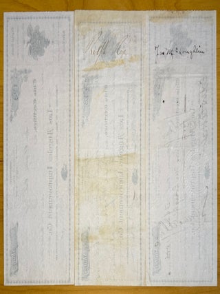 Los Angeles Improvement Company Stock Ledger Book, Indenture Document and Three Stock Certificates 1885-1887