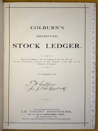 Los Angeles Improvement Company Stock Ledger Book, Indenture Document and Three Stock Certificates 1885-1887