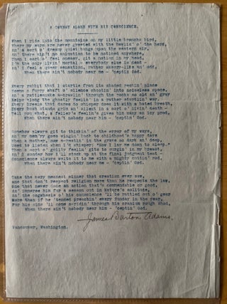 Small Archive of Original Poetry, Correspondence and One Unrecorded Printed Booklet by James Barton Adams