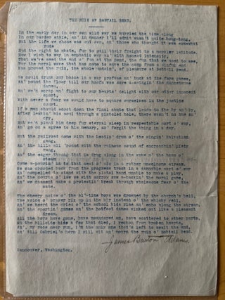 Small Archive of Original Poetry, Correspondence and One Unrecorded Printed Booklet by James Barton Adams