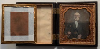 Sixth Plate Rectangular Geometric Thermoplastic Union Case with Double Tinted Daguerreotype of Man and Woman