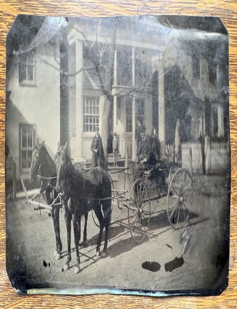 Item #2657 Horse-drawn Carriage Tintype (4 15/16 x 6 13/16 inches) in front of Stately Mansion