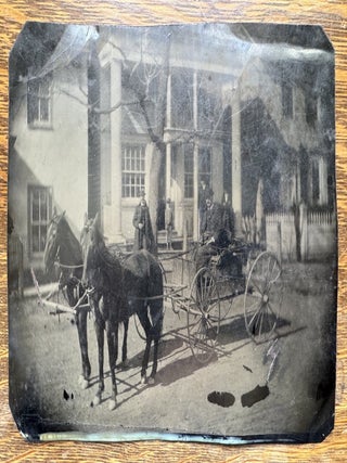 Item #2657 Horse-drawn Carriage Tintype (4 15/16 x 6 13/16 inches) in front of Stately Mansion