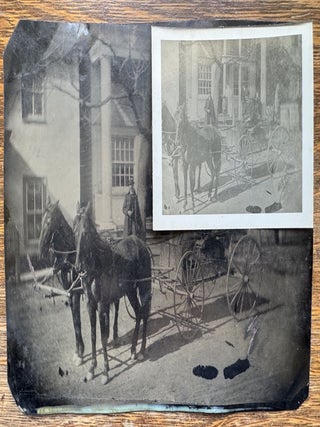 Horse-drawn Carriage Tintype (4 15/16 x 6 13/16 inches) in front of Stately Mansion
