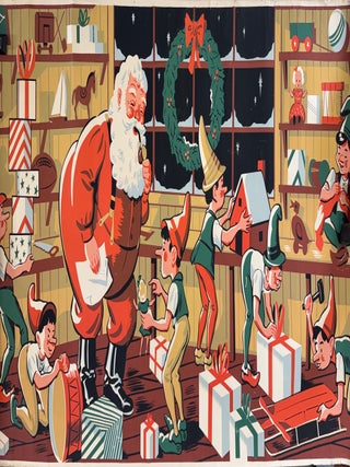 Advertising] Massive Silk-Screened Christmas Poster of Santa's Workshop
