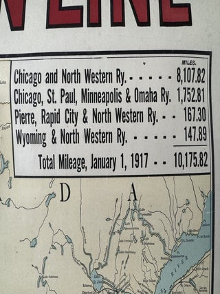 Large Hanging Map of the Chicago and North Western Railroad Line--1917