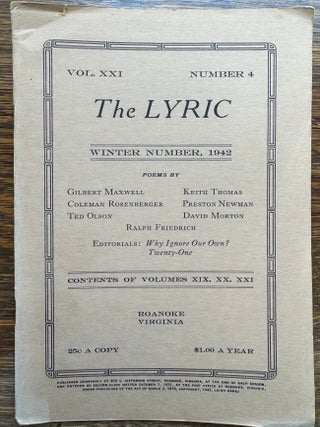 Item #2669 Lyric, The, Vol. XXI Number 4, Winter 1942. Leigh Hanes