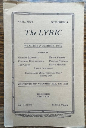 Item #2669 Lyric, The, Vol. XXI Number 4, Winter 1942. Leigh Hanes