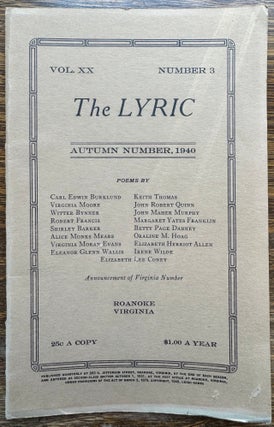 Item #2670 Lyric, The, Vol. XX Number 3, Autumn 1940. Leigh Hanes