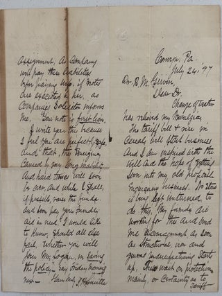 Dr. Robert M. Girvin Archive--Small archive of (10) letters, (7) receipts and (5) envelopes by and to Dr. Robert M. Girvin