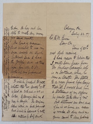 Dr. Robert M. Girvin Archive--Small archive of (10) letters, (7) receipts and (5) envelopes by and to Dr. Robert M. Girvin