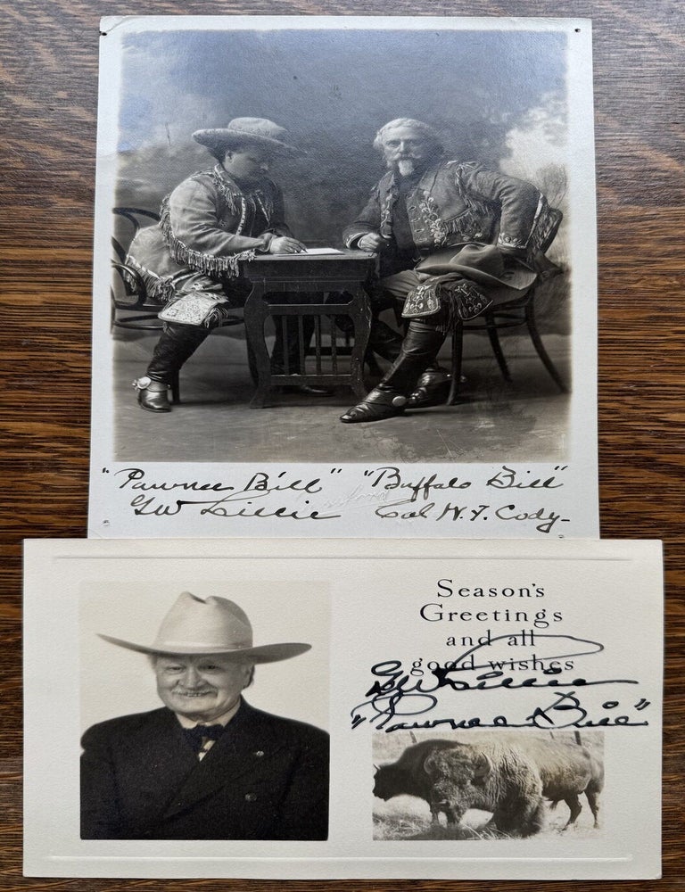 Item #2678 Pawnee Bill Archive of Signed Photos, Telegrams, Autograph Signed Letters and Notes, Check and Envelope 1913-1927. Gordon William aka "Pawnee Bill" Lillie.