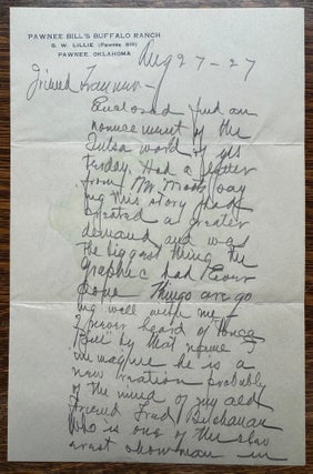 Pawnee Bill Archive of Signed Photos, Telegrams, Autograph Signed Letters and Notes, Check and Envelope 1913-1927